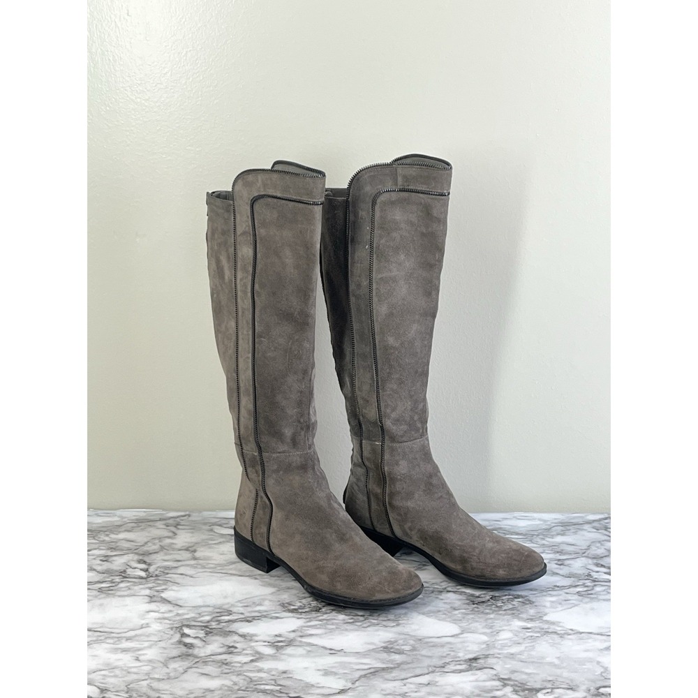 Karl Lagerfeld Paris Women's Mimi Suede Tall Riding Boots Mimi Gray Sz 9M